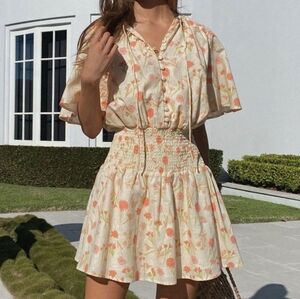SABO Skirt Nwot Oria Floral Mini Fit & Flare Smocked Dress Size XS